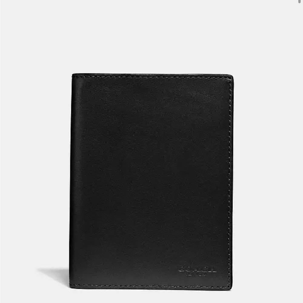 Authentic Coach Black Leather Passport Holder